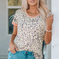 Leopard Contrast Short Sleeve Tee Shirt