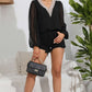 Contrast Swiss Dot Balloon Sleeve Blouse
