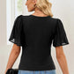 V-Neck Flutter Sleeve Top