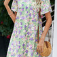 Floral Pom Pom Detail Petal Sleeve Dress