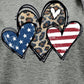 US Flag Leopard Heart Graphic Tee
