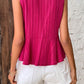 Two-Tone Twisted Plunge Peplum Sleeveless Top