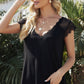 Scalloped Spliced Lace V-Neck Top