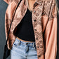 Printed Raw Hem Button Down Jacket with Pockets