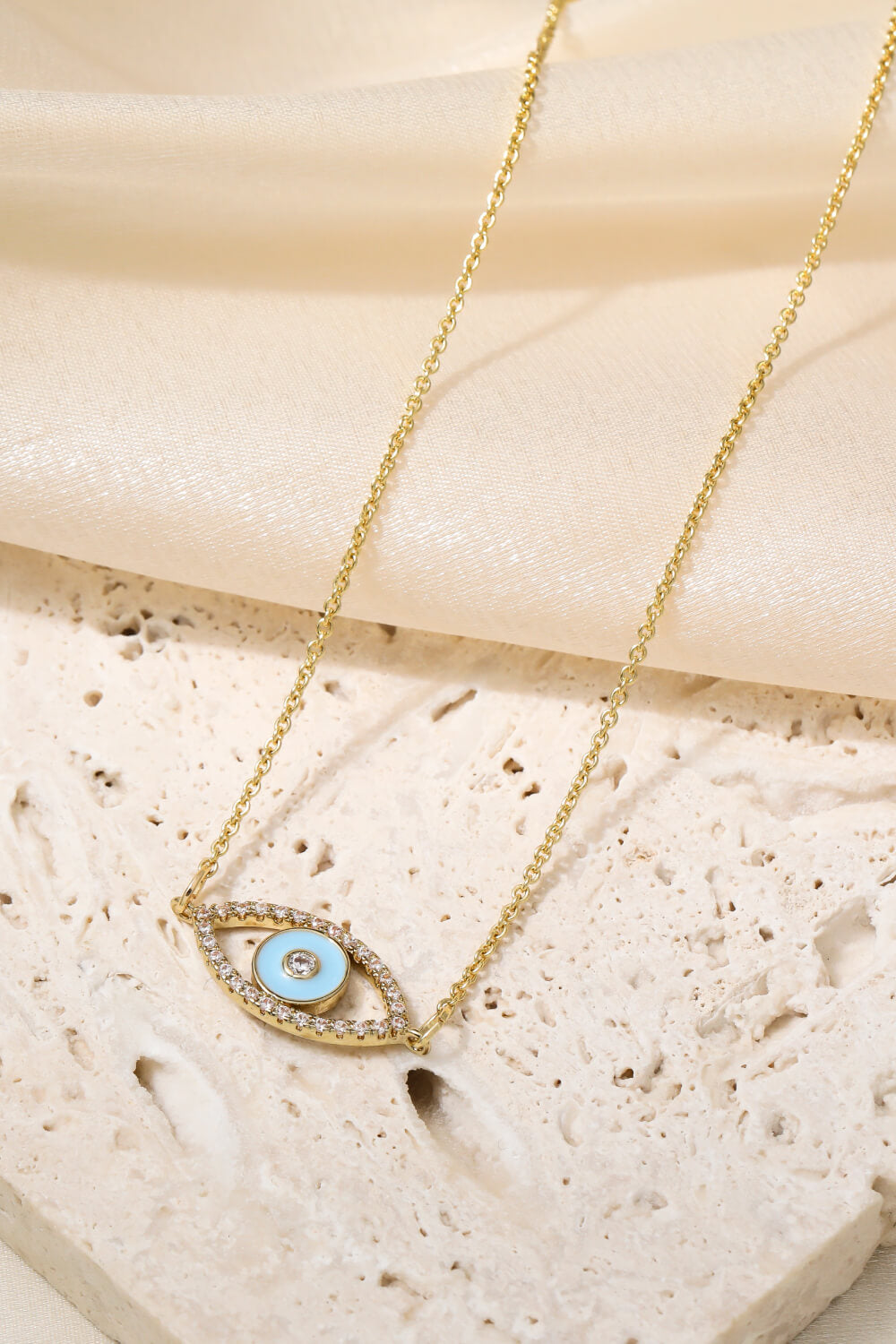 Evil Eye Pendant Gold Plated Chain Necklace