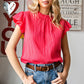 Textured Butterfly Sleeve Blouse