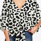 Printed Deep V Tie Hem Blouse