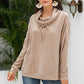 Cowl Neck Drop Shoulder Sweatshirt