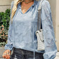 Applique Frill Trim Tie Neck Blouse