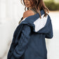 Cable-Knit Fleece Lining Button-Up Hooded Cardigan