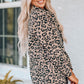 Leopard Drawstring Waist Jacket with Pockets