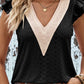Contrast V-Neck Eyelet Top
