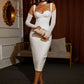 Cold-Shoulder Mesh Sleeve Slit Back Bodycon Dress