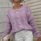 Cable-Knit Openwork Round Neck Sweater