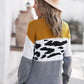 Leopard Color Block Ribbed Trim Dropped Shoulder Sweater