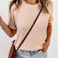 Round Neck Cuffed Short Sleeve Tee