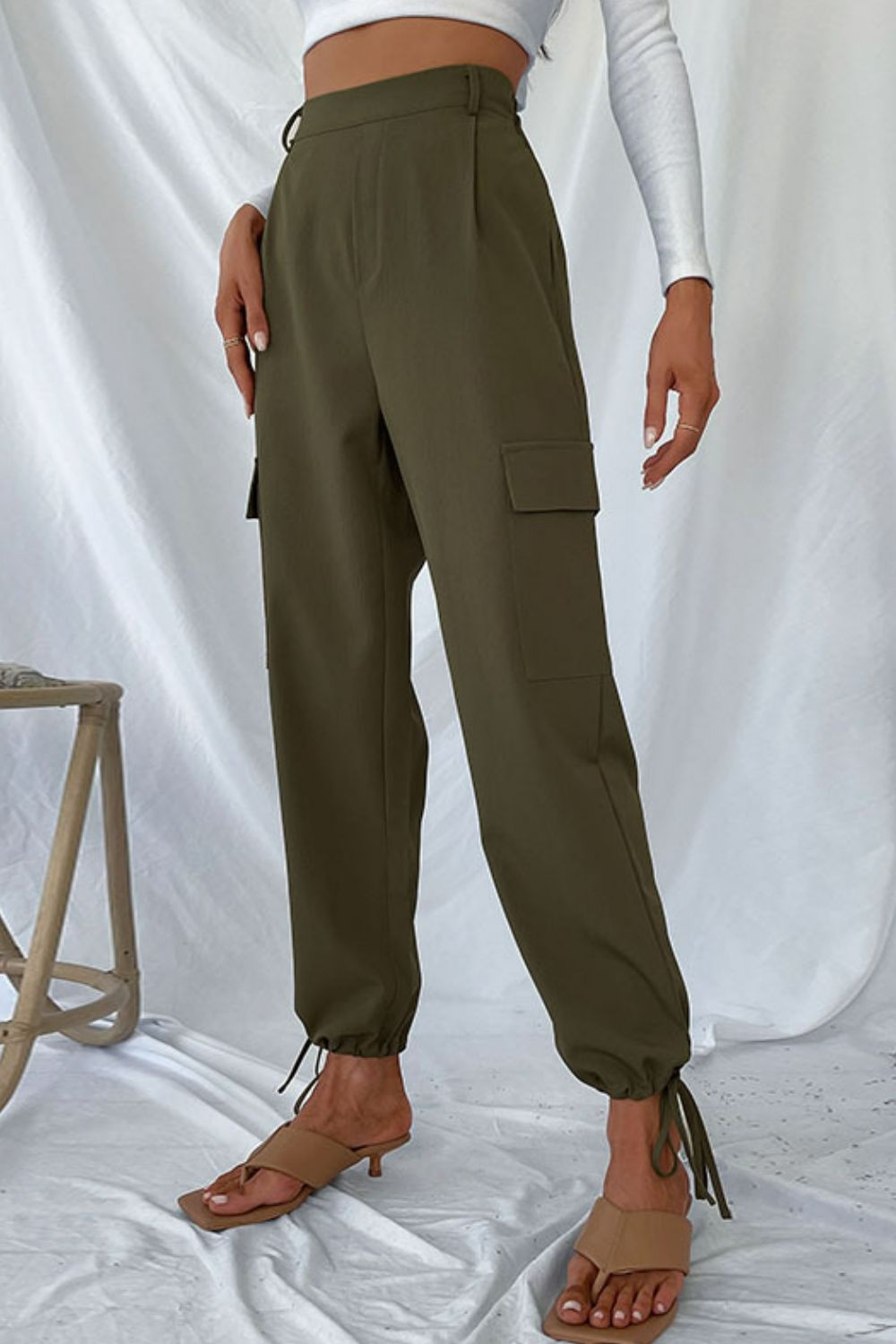 Drawstring Ankle Cargo Pants