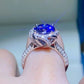 2 Carat Cobalt Blue Moissanite 925 Sterling Silver Ring