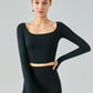 Seam Detail Thumbhole Sleeve Cropped Sports Top