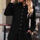 Button Front Curved Hem Raglan Sleeve Shirt Dress
