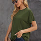 Round Neck Short Sleeve Solid Color Tee