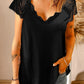 Scalloped Spliced Lace V-Neck Top