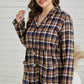 Plus Size Plaid Buttoned Collared Shacket