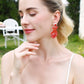 Random 2-Pair Heart and X-Shape Bead Dangle Earrings