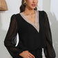 Contrast Swiss Dot Balloon Sleeve Blouse