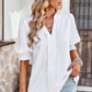 Textured Notched Neck Puff Sleeve Blouse