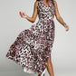 Leopard Print Open Back Split Sleeveless Dress