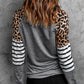 Leopard Striped Raglan Sleeve Top