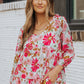 Floral V-Neck Tiered Babydoll Blouse