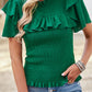Smocked Tie Back Flutter Sleeve Blouse