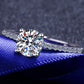 1 Carat Moissanite Rhodium-Plated Side Stone Ring