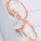 Natural Moonstone and Zircon 18K Rose Gold-Plated Two-Piece Ring Set