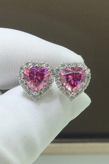 2 Carat Moissanite Heart-Shaped Earrings