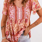 Bohemian Buttoned Short Puff Sleeve Blouse