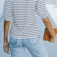 Striped Half Puff Sleeve Square Neck T-Shirt