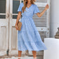 Printed Flutter Sleeve Tiered Dress