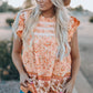 Floral Flutter Sleeve Sleeveless Blouse