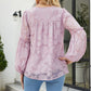 Applique Frill Trim Gathered Detail Blouse