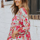 Floral V-Neck Tiered Babydoll Blouse