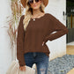Scalloped Boat Neck Openwork Tunic Sweater