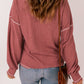 Contrast Stitching Waffle Knit Top