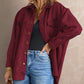 Suede Snap Front Dropped Shoulder Jacket