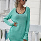 Drawstring Detail Open Back Scoop Neck Knit Top