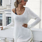 Drawstring Detail Open Back Scoop Neck Knit Top