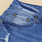 Distressed Flare Leg Jeans with Pockets