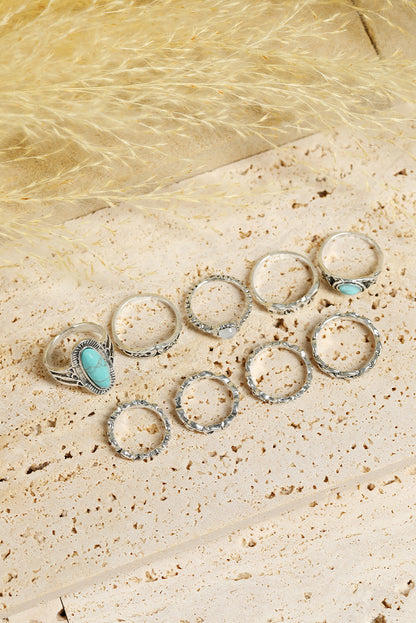 9-Piece Turquoise Ring Set